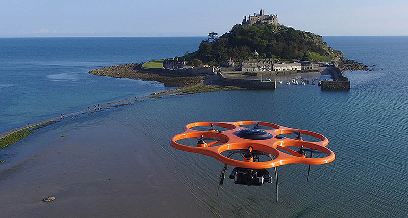 Aibot X6 in front of St Michaels Mount